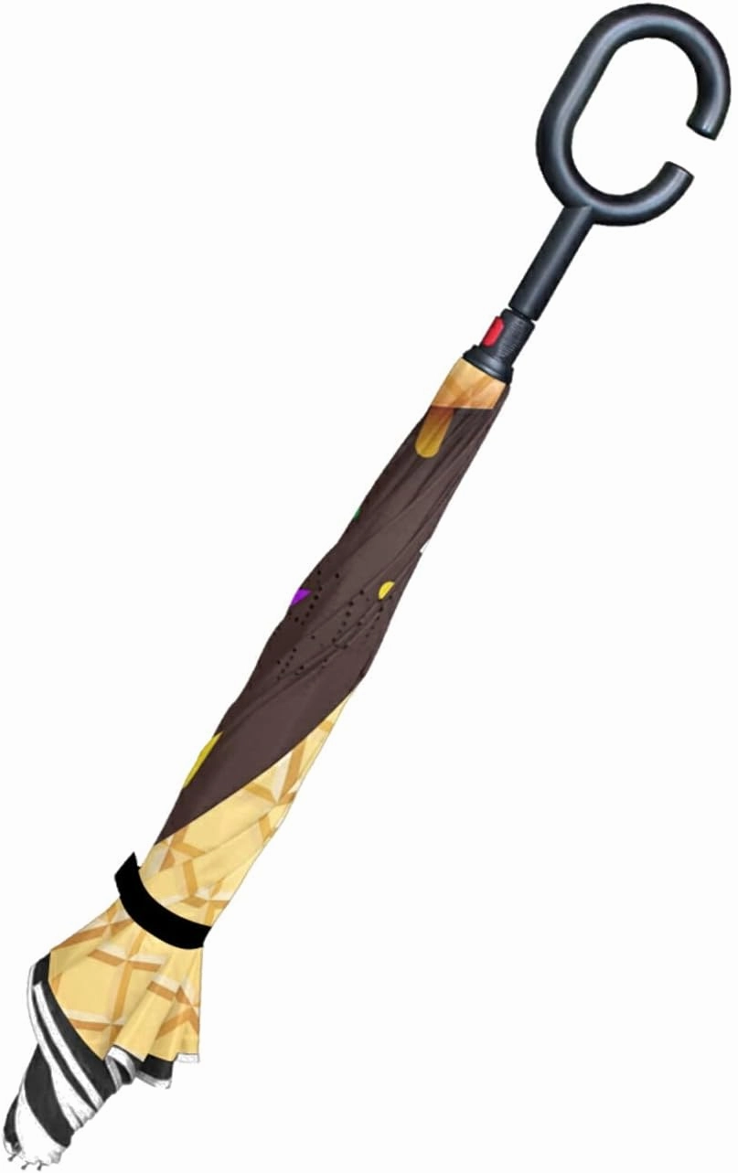Oyihfvs Double Layer Inverted Umbrella, With C-Shaped Handle Windproof UV Proof Durable Parasol, For Men Women Outdoor Folding Rain Sun