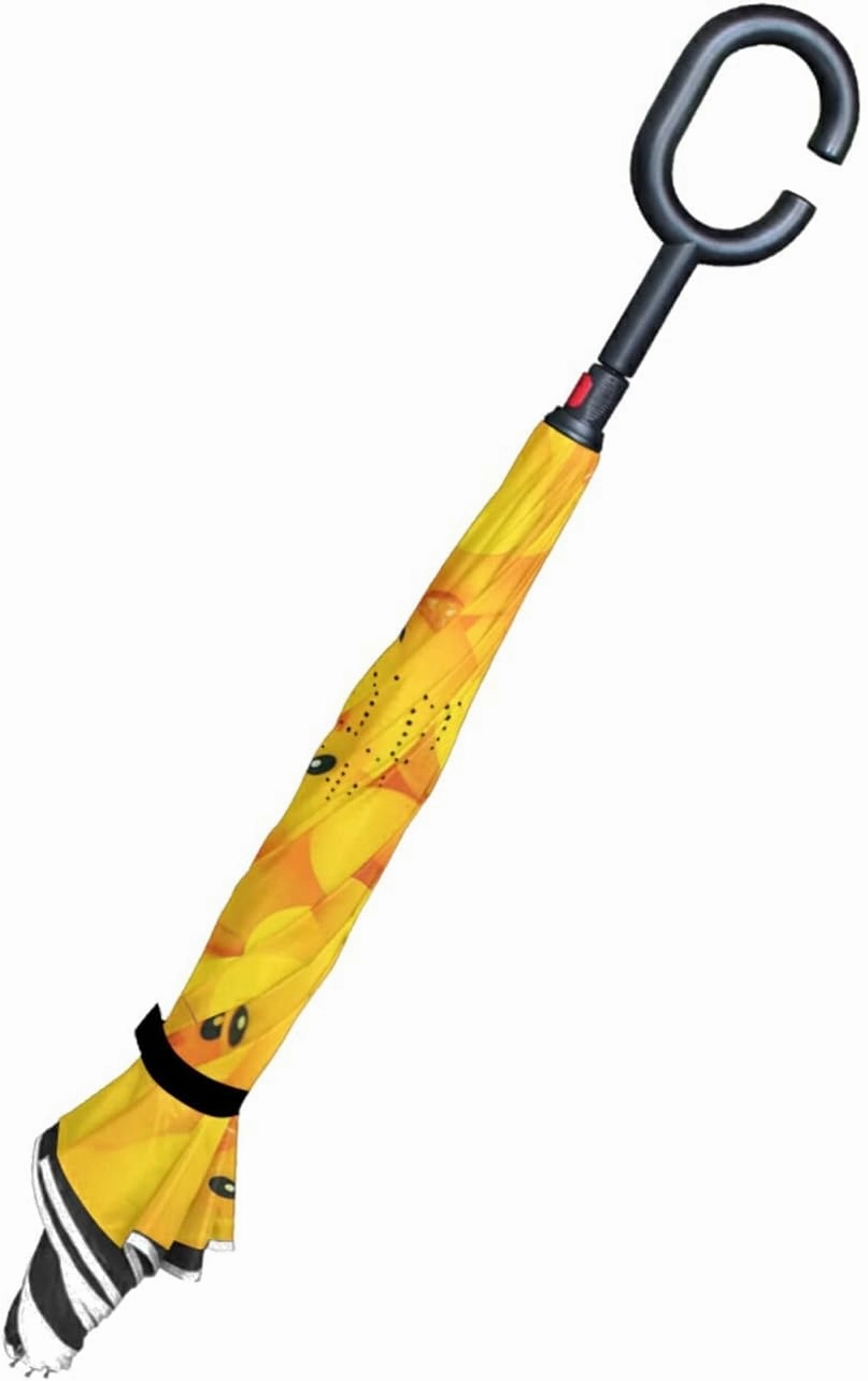 Oyihfvs Double Layer Inverted Umbrella, With C-Shaped Handle Windproof UV Proof Durable Parasol, For Men Women Outdoor Folding Rain Sun