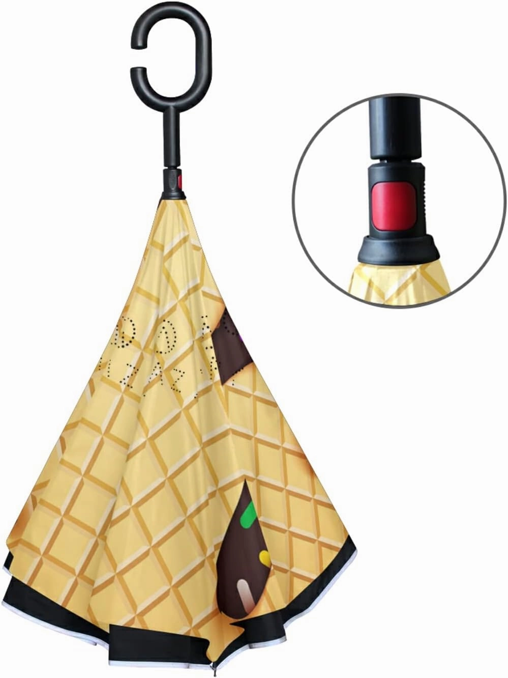 Oyihfvs Double Layer Inverted Umbrella, With C-Shaped Handle Windproof UV Proof Durable Parasol, For Men Women Outdoor Folding Rain Sun