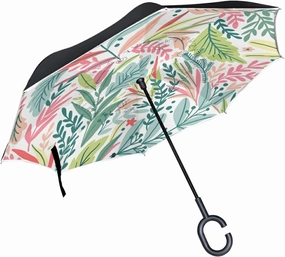 Oyihfvs Double Layer Inverted Umbrella, With C-Shaped Handle Windproof UV Proof Durable Parasol, For Men Women Outdoor Folding Rain Sun
