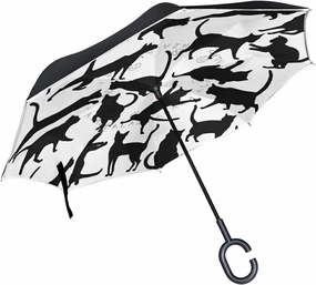 Oyihfvs Double Layer Inverted Umbrella, With C-Shaped Handle Windproof UV Proof Durable Parasol, For Men Women Outdoor Folding Rain Sun