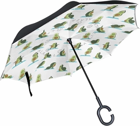 Oyihfvs Double Layer Inverted Umbrella, With C-Shaped Handle Windproof UV Proof Durable Parasol, For Men Women Outdoor Folding Rain Sun