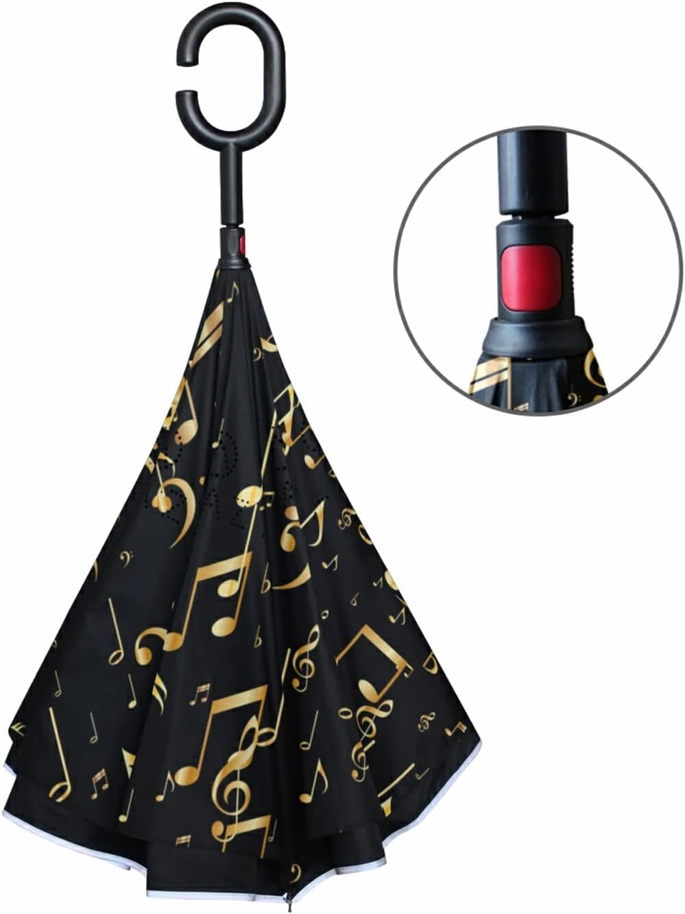 Oyihfvs Double Layer Inverted Umbrella, With C-Shaped Handle Windproof UV Proof Durable Parasol, For Men Women Outdoor Folding Rain Sun