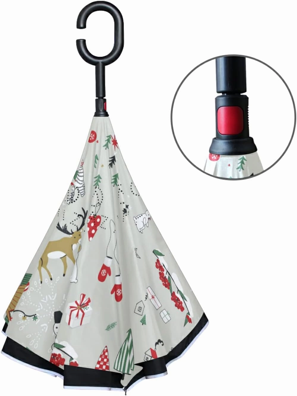 Oyihfvs Double Layer Inverted Umbrella, With C-Shaped Handle Windproof UV Proof Durable Parasol, For Men Women Outdoor Folding Rain Sun
