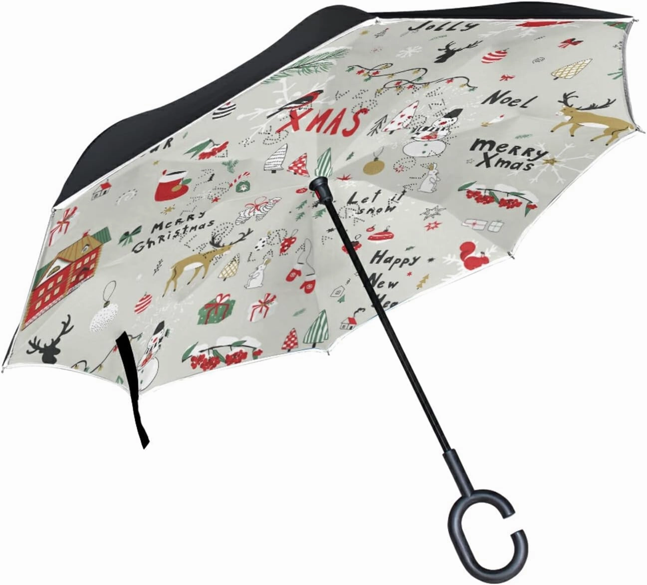 Oyihfvs Double Layer Inverted Umbrella, With C-Shaped Handle Windproof UV Proof Durable Parasol, For Men Women Outdoor Folding Rain Sun