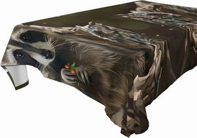 Oyihfvs Raccoon Owl Animal Rectangle Wrinkle Tablecloth, Stain Proof Table Cloth Cover for Indoor Dining Outdoor Party Picnic Decor 54 x 72 in