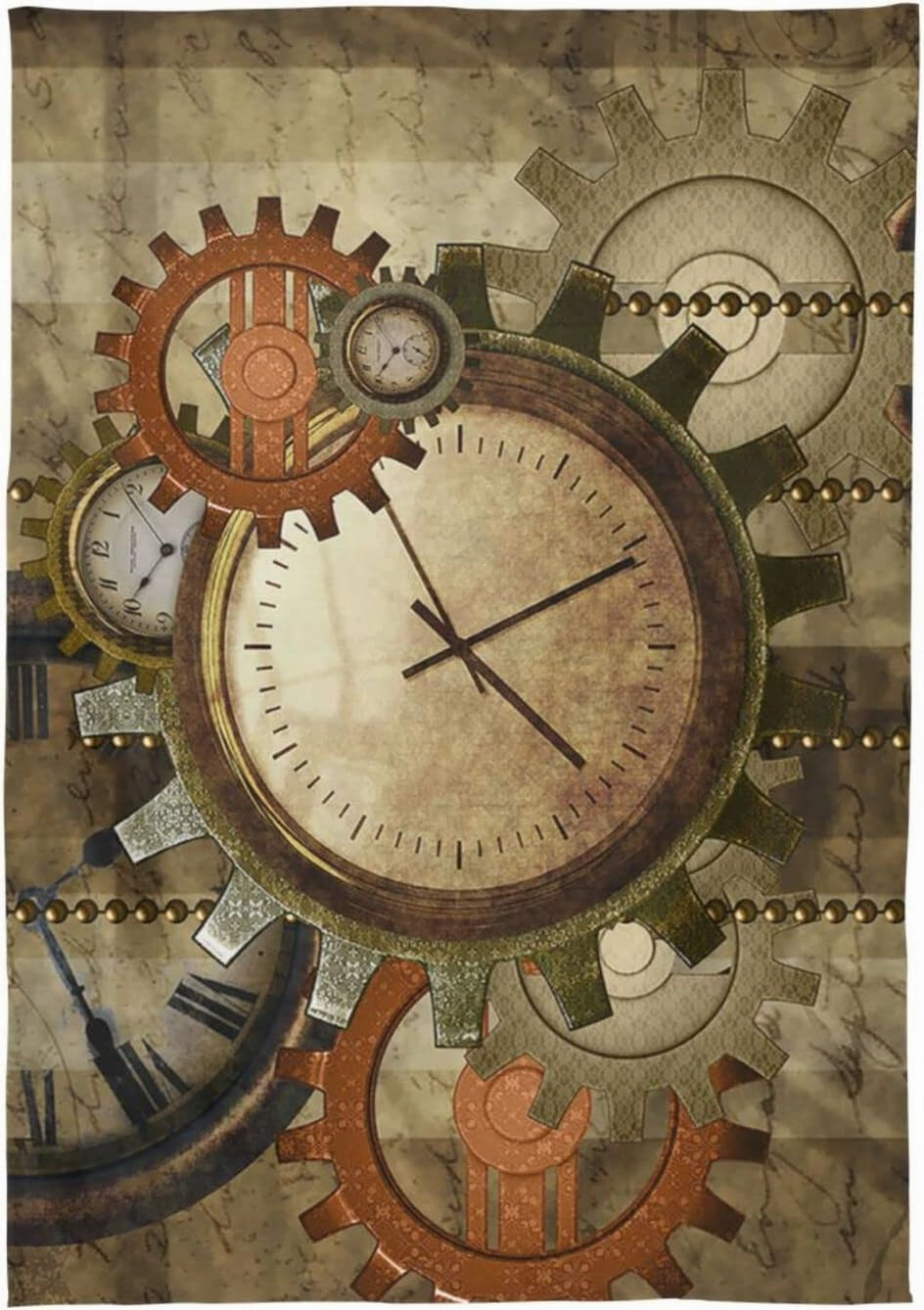 Oyihfvs Retro Steampunk Clocks Gears Rectangle Wrinkle Tablecloth, Stain Proof Table Cloth Cover for Indoor Dining Outdoor Party Picnic Decor 54 x 72 in