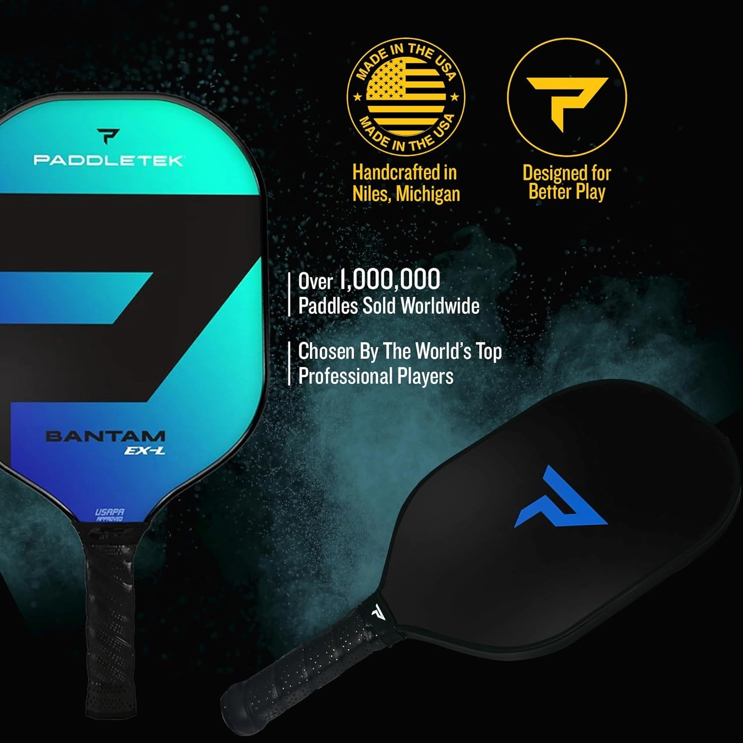 Paddletek Bantam EX-L Pickleball Paddle | Professional Pickleball Paddles with Honeycomb Core, Polycarbonate Surface, Bantom PolyCore & High Tack Performance Grip | USAPA Approved