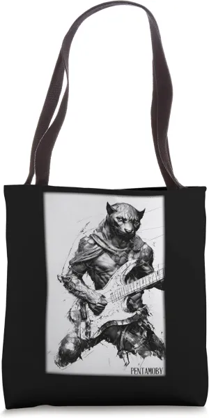 Panther Guitar Wild Animal Musician Predatory Cat Zoo Nature Africa Tote Bag