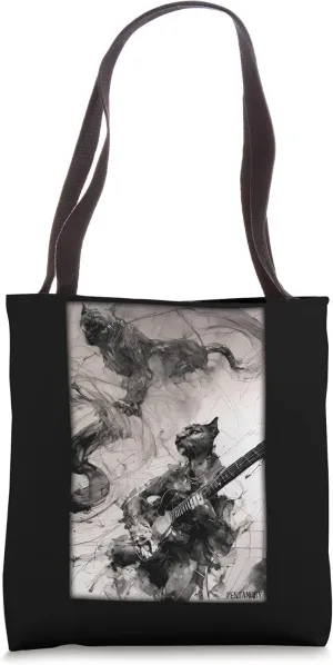 Panther Guitar Wild Animal Musician Predatory Cat Zoo Nature Africa Tote Bag