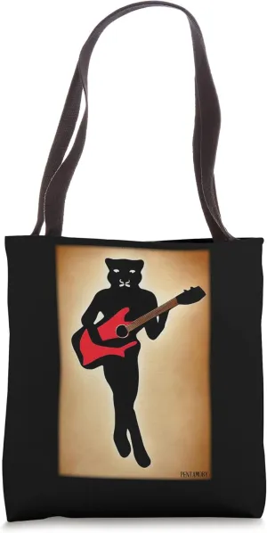 Panther Guitar Wild Animal Musician Predatory Cat Zoo Nature Africa Tote Bag