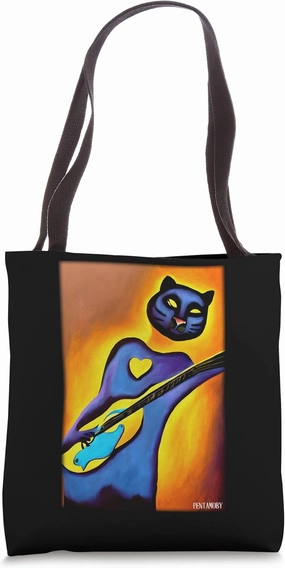 Panther Guitar Wild Animal Musician Predatory Cat Zoo Nature Africa Tote Bag