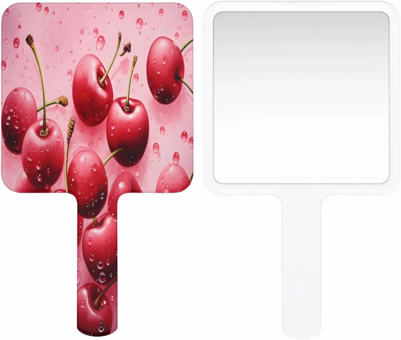 Pardick Compact Square Handheld Travel Mirror - 6.2x3.6 Inches, Ultra-Portable & Crystal-Clear, Cute Stuff for Women, Bright Cherries Makeup Mirror