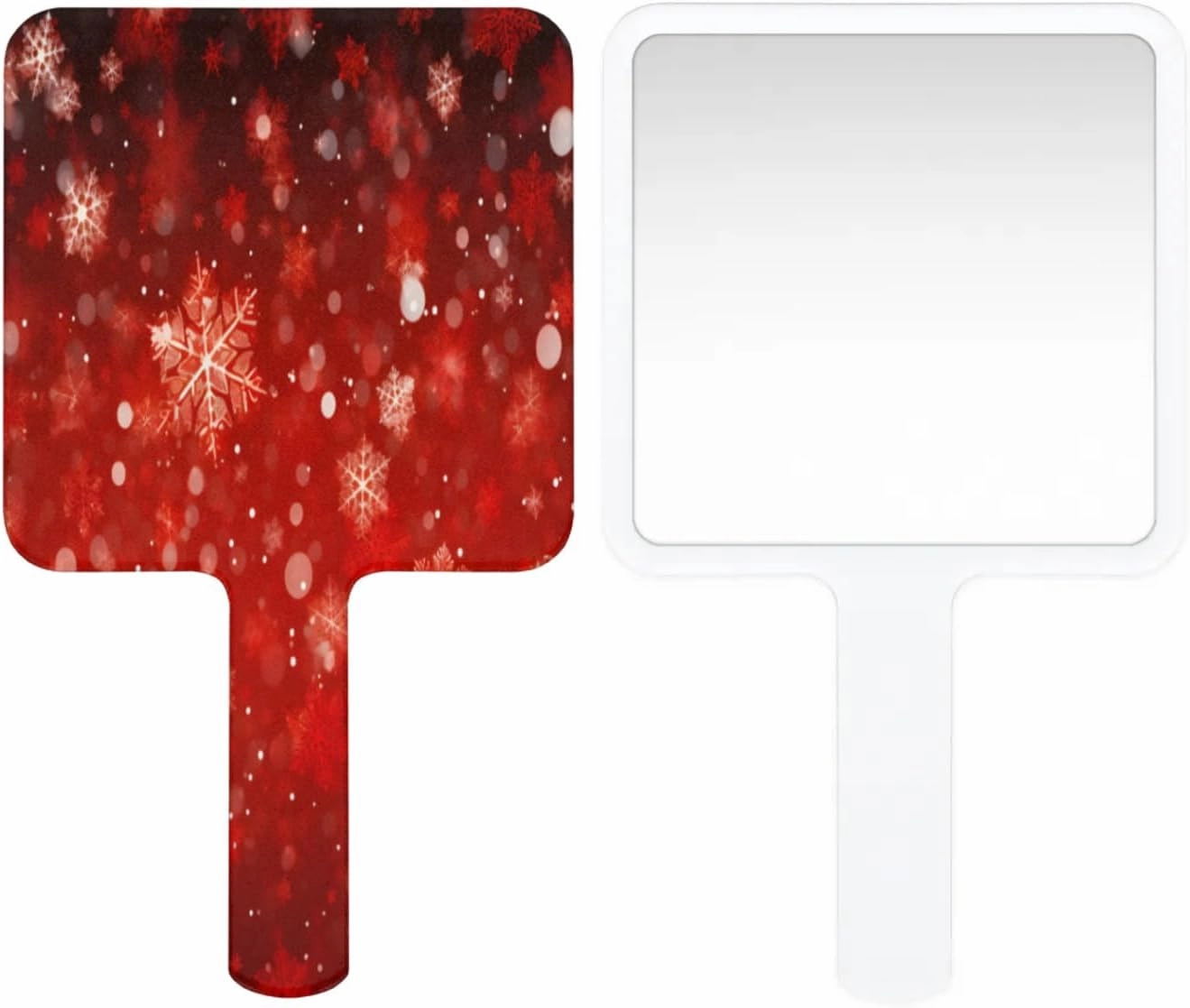 Pardick Compact Square Handheld Travel Mirror - 6.2x3.6 Inches, Ultra-Portable & Crystal-Clear, Cute Stuff for Women, Christmas Pretty Snowflakes Makeup Mirror