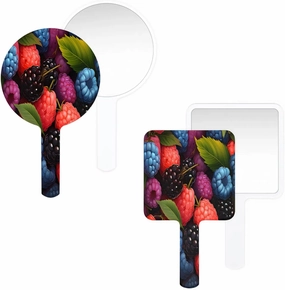 Pardick Compact Square Handheld Travel Mirror - 6.2x3.6 Inches, Ultra-Portable & Crystal-Clear, Cute Stuff for Women, Colorful Raspberries Makeup Mirror