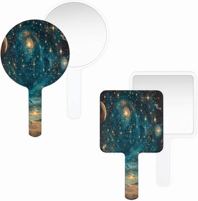 Pardick Compact Square Handheld Travel Mirror - 6.2x3.6 Inches, Ultra-Portable & Crystal-Clear, Cute Stuff for Women, Cosmic Sky Makeup Mirror
