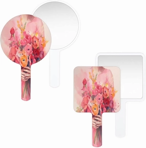 Pardick Compact Square Handheld Travel Mirror - 6.2x3.6 Inches, Ultra-Portable & Crystal-Clear, Cute Stuff for Women, Hand Bouquet Makeup Mirror