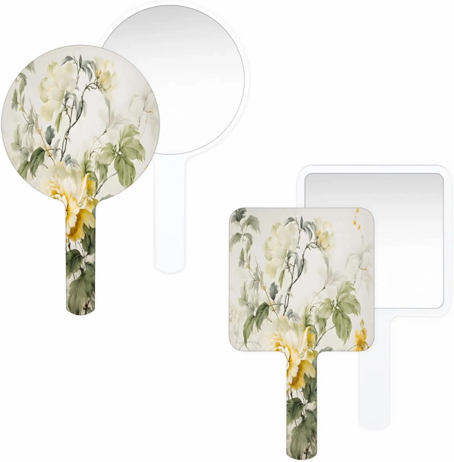 Pardick Compact Square Handheld Travel Mirror - 6.2x3.6 Inches, Ultra-Portable & Crystal-Clear, Cute Stuff for Women, Plant Flower Makeup Mirror