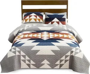 PENDLETON Explorer Full/Queen Quilt Bedding Set with 2 Shams Premium Cotton Lightweight Quilted Bedspread Coverlet for Bed Rustic Home Decor Machine Washable, 90-inch x 92-inch, Blue Grey Multicolor