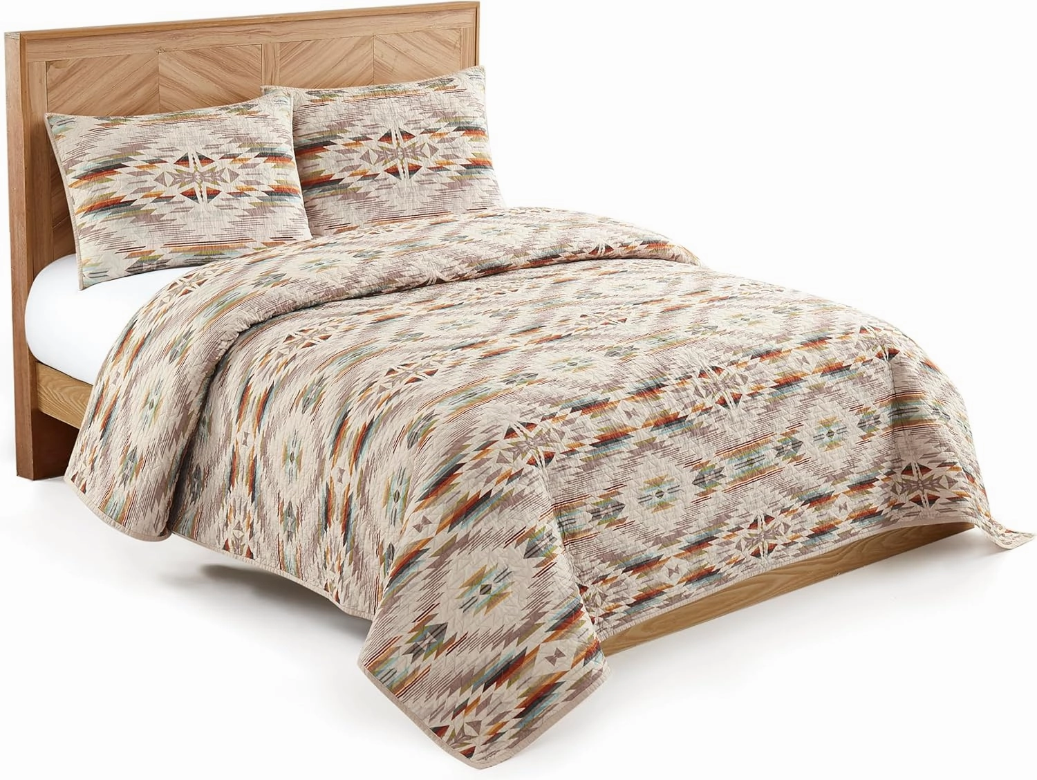 PENDLETON Summerland Coverlet Set, Tan, Full/Queen, All Seasons 100% Cotton, Lightweight and Breathable, Reversible, Includes Shams, Machine Washable (King)