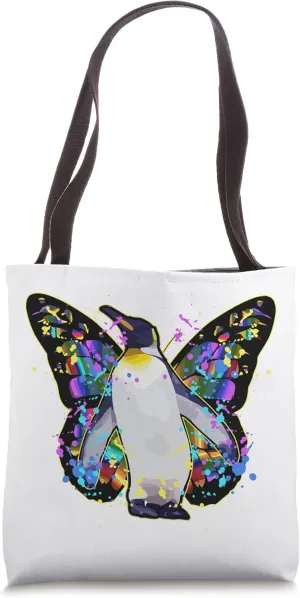 Penguins can fly colorful butterfly wings penguin Tote Bag
