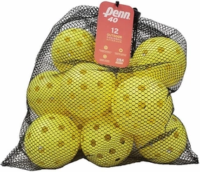 Penn 40 Outdoor Pickleball Balls 12-Ball Mesh Bag, Softer Feel for Recreational & Club Play - USAPB Approved