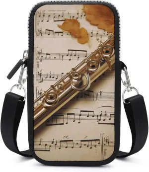 Personalized Mobile Phone Bag,Flute Music Print Unique Mobile Phone Bag,cute Mobile Phone Bag
