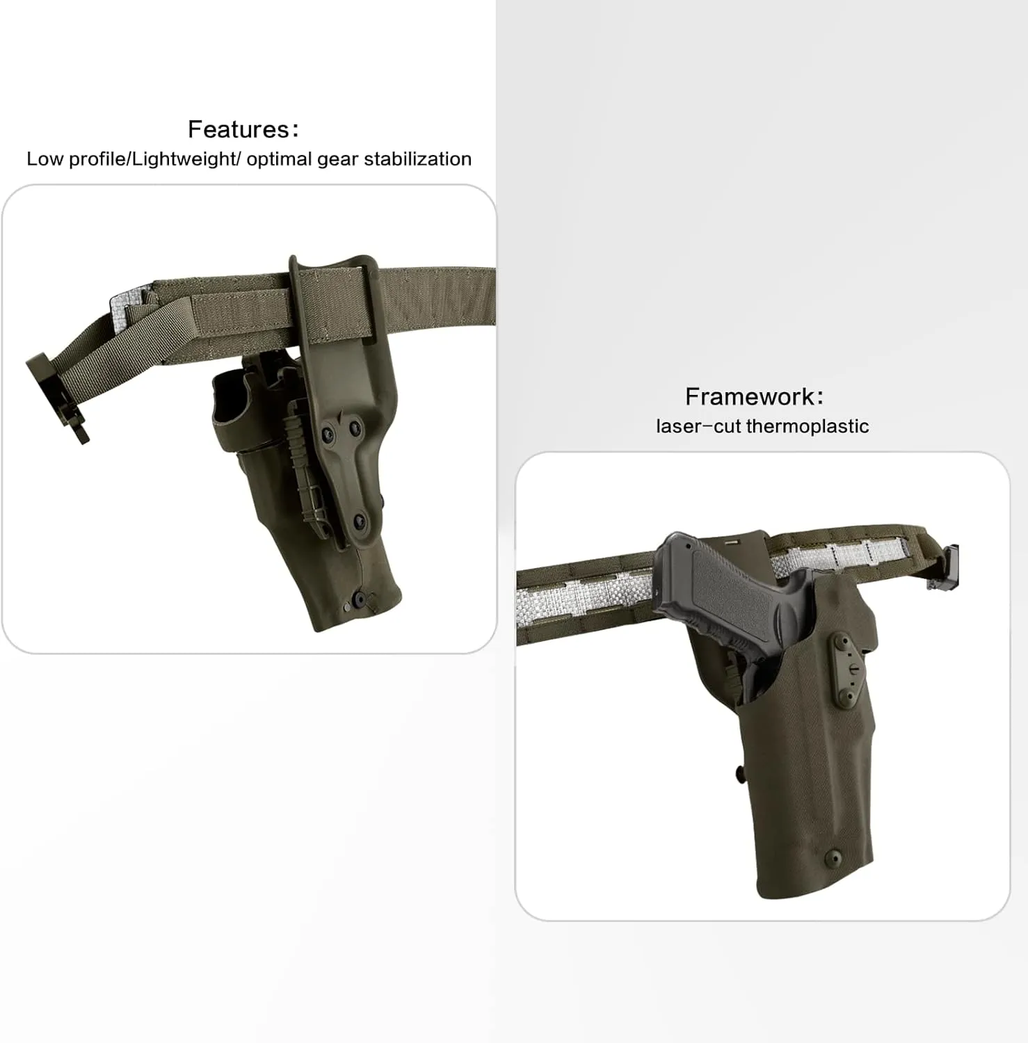 PETAC GEAR Tactical Belt Low Profile Molle Battle Cobra Belt Laser-Cut Tegris Rigid Shooting Gun Duty Belts