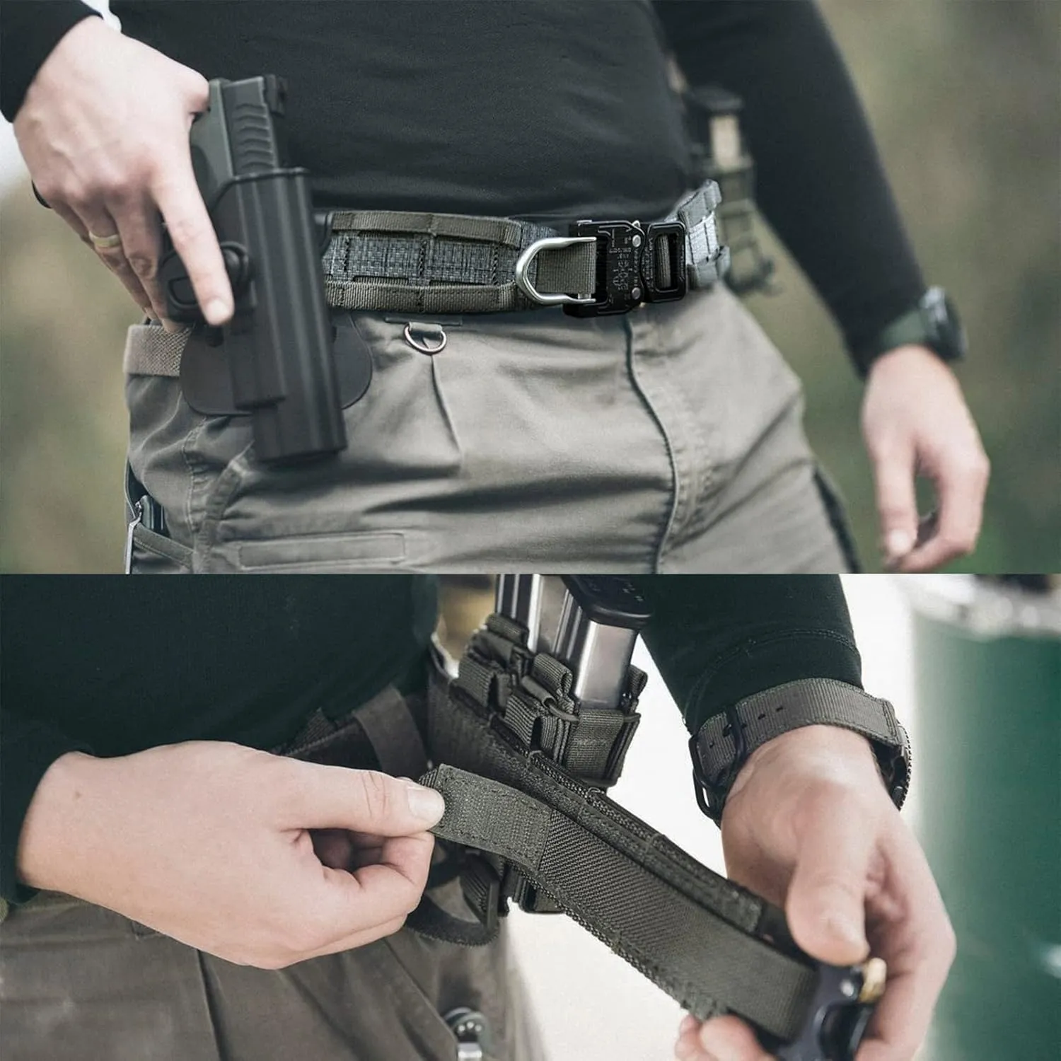 PETAC GEAR Tactical Belt Low Profile Molle Battle Cobra Belt Laser-Cut Tegris Rigid Shooting Gun Duty Belts