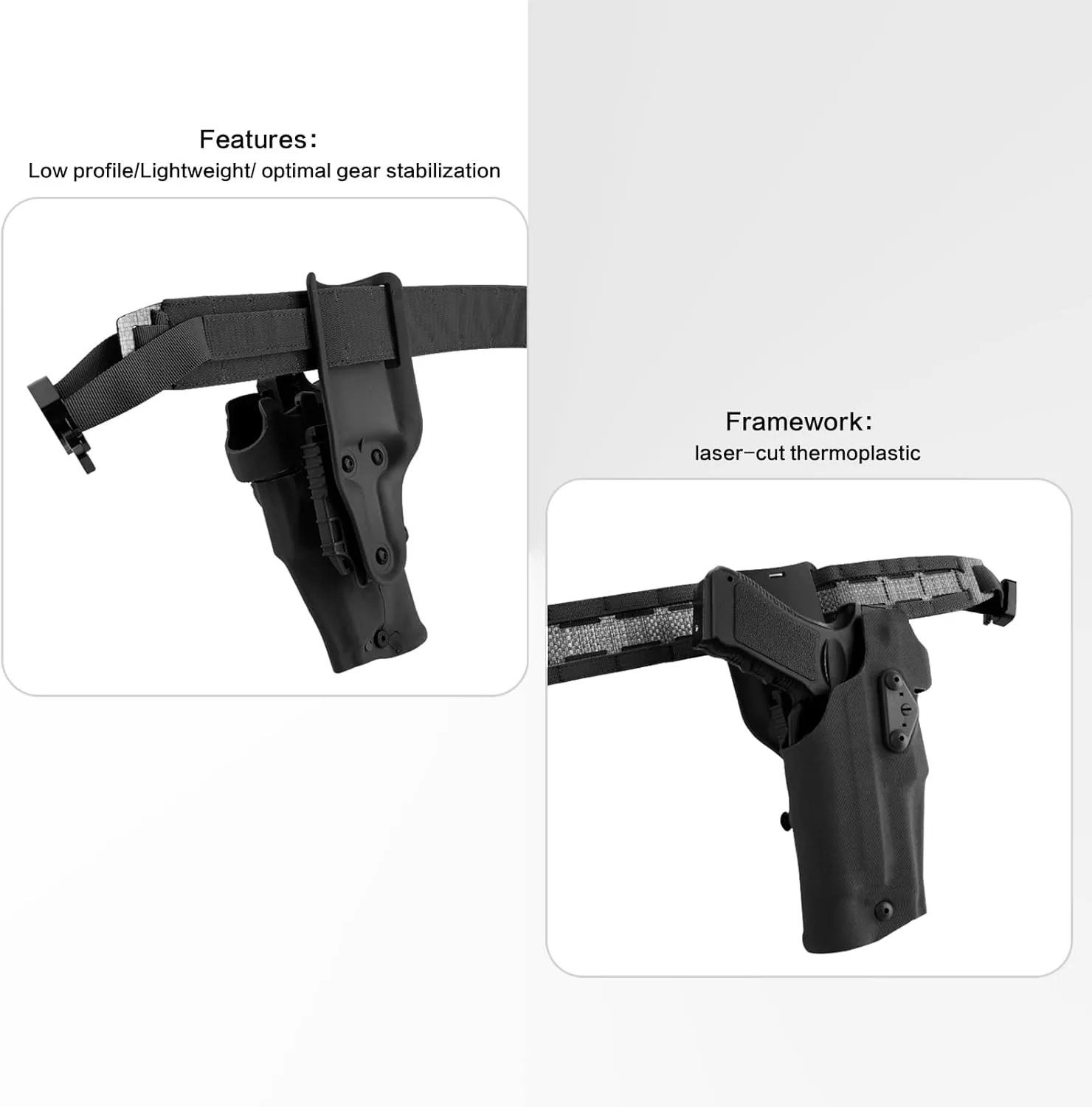 PETAC GEAR Tactical Belt Low Profile Molle Battle Cobra Belt Laser-Cut Tegris Rigid Shooting Gun Duty Belts