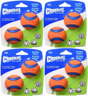 Petmate 17020 2" Small Orange Chuckit! Ball Ultra 4 packages of 2 balls