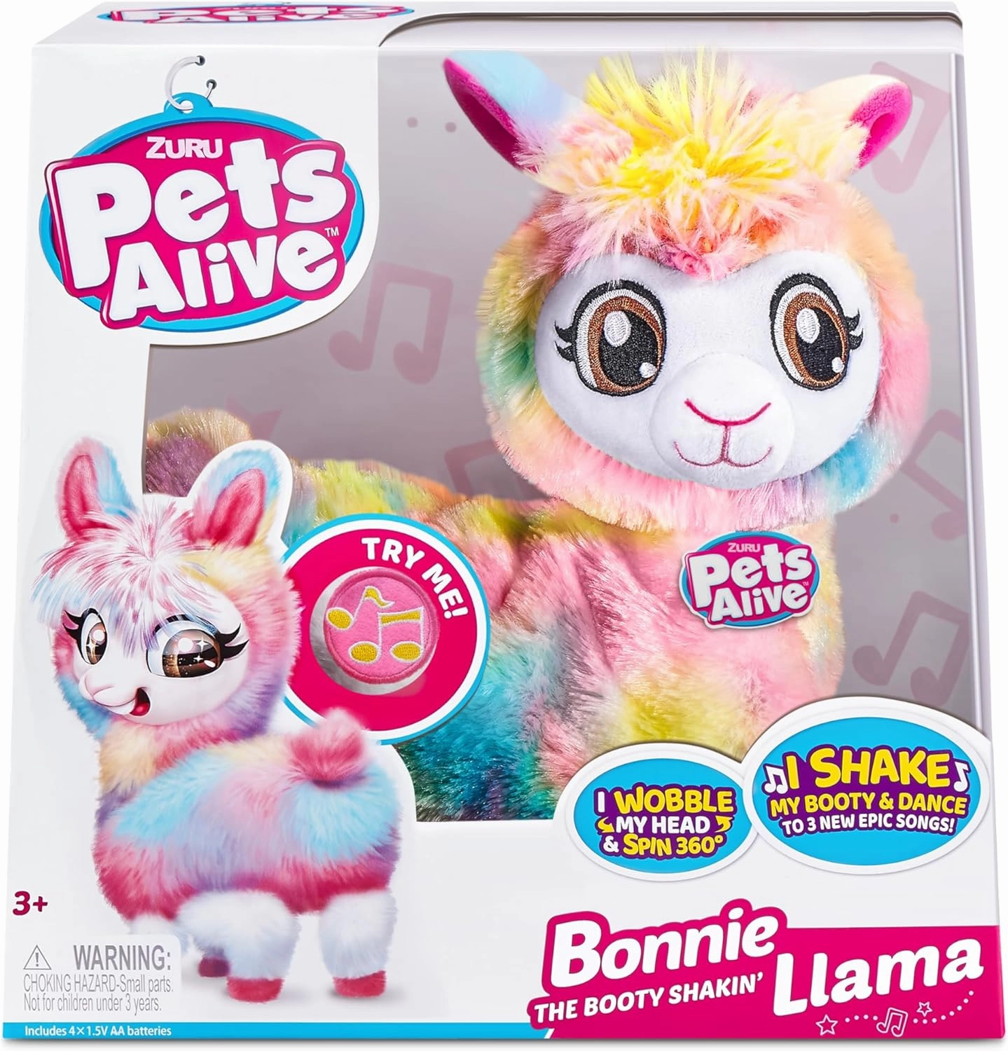 Pets Alive Rainbow Bonnie The Booty Shakin Llama Battery-Powered Dancing Robotic Toy by ZURU, 1 Count (Pack of 1)