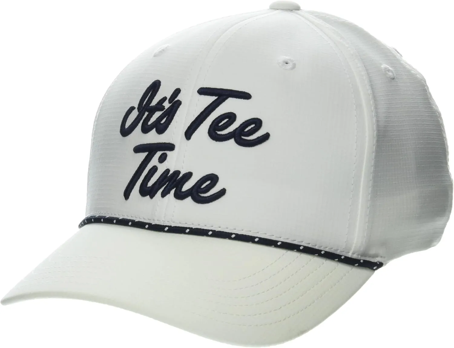 PGA TOUR Tee Time Script Golf Cap, Pre-Curved Visor, Ventilated and Durable, Performance Hats for Men