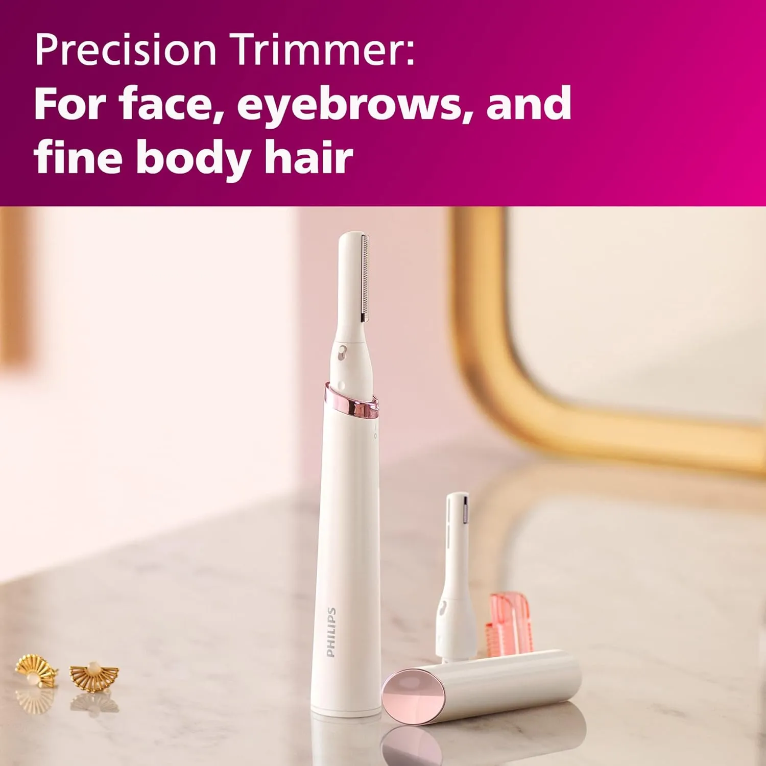 Philips Beauty Women's Bikini Trimmer and Precision Trimmer Special Edition Bundle, BRT387/90,Pink and White
