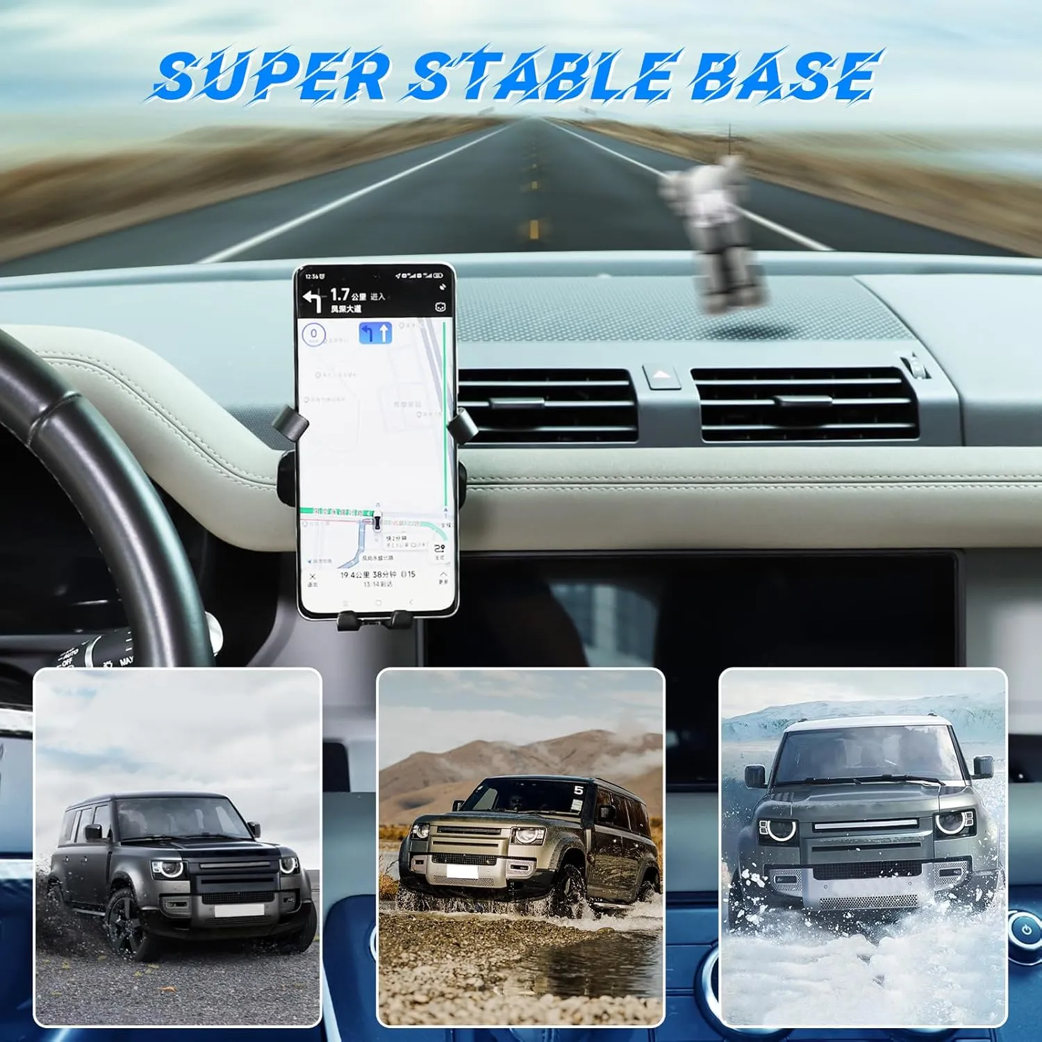 Phone Holder for Land Rover Defender 90 110 130 2020-2023, 360° Adjustable Dash Phone Mount Holder for All Smartphones (A Style)