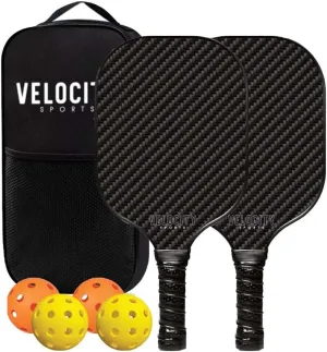 Pickleball Paddles Set, 2 Lightweight Fiberglass Paddles with Honeycomb Core, 4 Pickleball Set & a Carrying Bag, Non-Slip Grip & Easy to Control for All Skill Levels, Men & Women