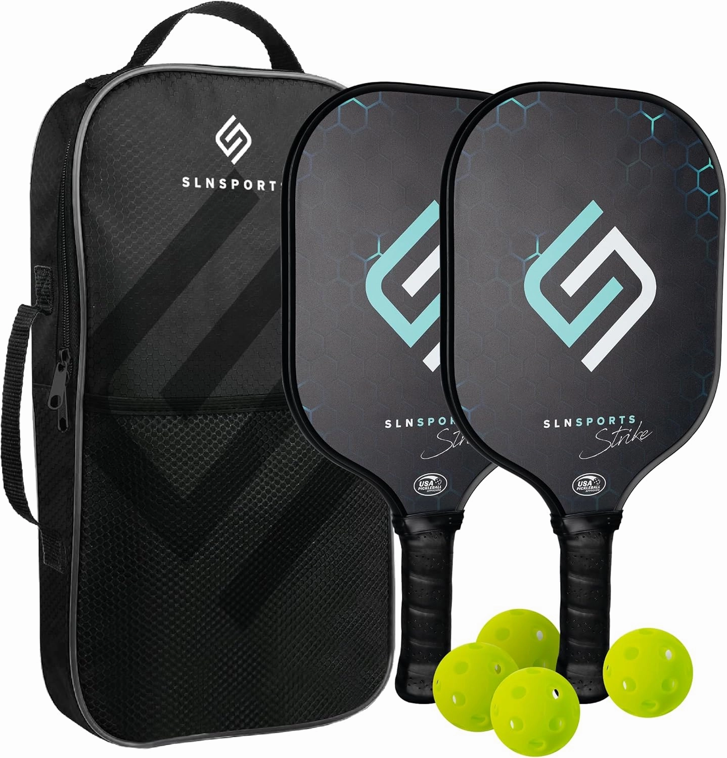 Pickleball Paddles | USAPA Approved Carbon Fiber Paddles/Fiberglass Pickleball Rackets Set or Single Paddle | Carrying Case, 4 Balls | Pickleball Raquets for Kids and Adults