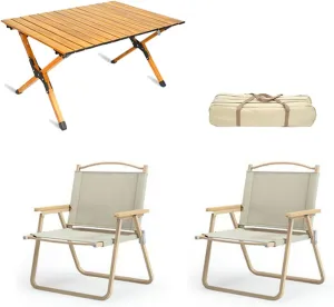 Picnic Table air Set of 3 Camping Table air with Aluminum Roll-up Backpacking Table and Lawn air Portable Folding Fur for Indoor Outdoor