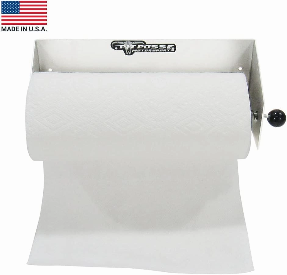 Pit Posse 573 Paper Towel Holder Dispenser Aluminum Enclosed Trailer Shop Garage Storage Organizer-Made in USA- 5 Year Warranty- Toy Hauler, 5th Wheel, RV, Snowmobile