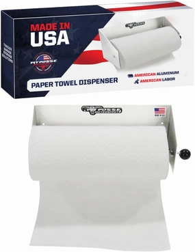 Pit Posse 573 Paper Towel Holder Dispenser Aluminum Enclosed Trailer Shop Garage Storage Organizer-Made in USA- 5 Year Warranty- Toy Hauler, 5th Wheel, RV, Snowmobile