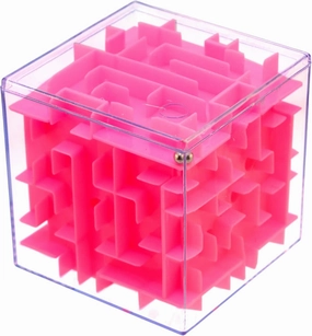 PLAYZOCO Cube Maze, Cube Puzzle, Three-dimensional Puzzle Cube, 3D Maze in Cube, Space Challenge Cube, 3D Maze Puzzle, Suitable for Children and Adults, 8x8x8cm, Pink