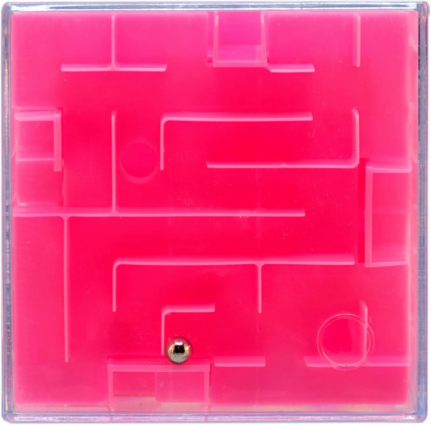 PLAYZOCO Cube Maze, Cube Puzzle, Three-dimensional Puzzle Cube, 3D Maze in Cube, Space Challenge Cube, 3D Maze Puzzle, Suitable for Children and Adults, 8x8x8cm, Pink