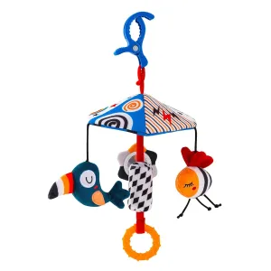 Plush Animal Hanging Toy with Music Rattle - Car Seat, Stroller & Crib Mobile Toy for Babies 0-3-6-9-12 Months, Sensory Baby Toys for Boys Girls to Boost Cognitive Skills
