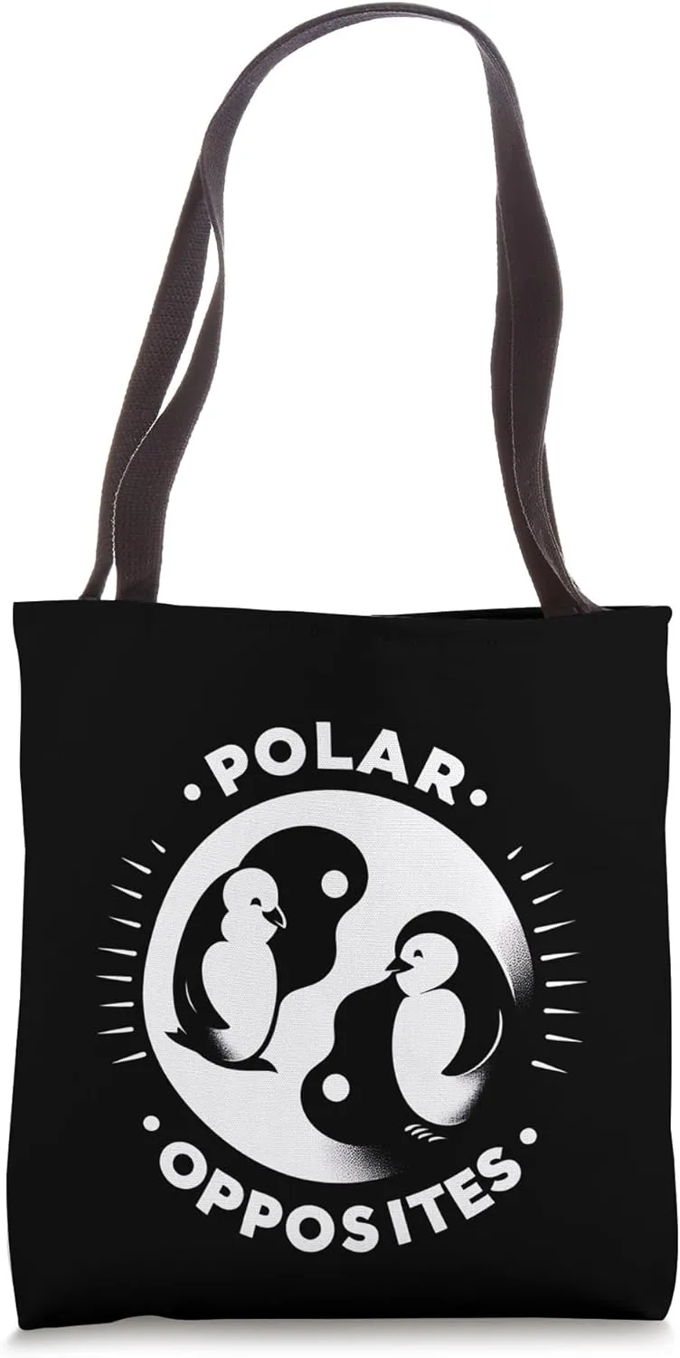 Polar Opposites Cute Penguins Arctic Bird Animal Lover Tote Bag