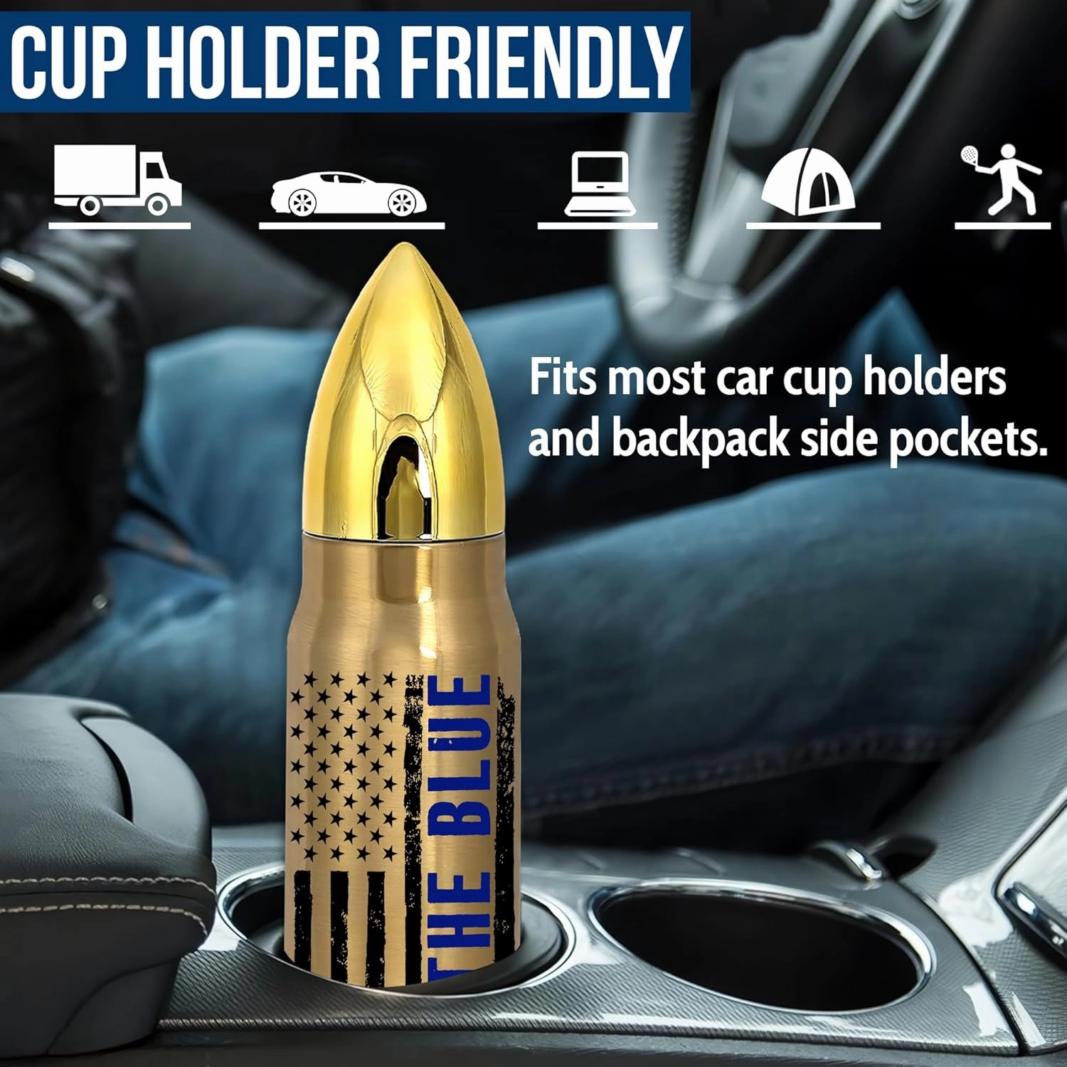 Police Officer Gifts – 17oz Tumbler for Men, Him, Dad, Husband, Grandpa, Brother – Fathers Day, Retirement, Graduation, Birthday Gift for Police Officers, Thin Blue Line Supporters