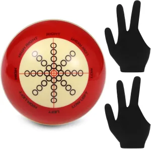 Pool Training Cue Ball with Gloves, Billiards Practice Set for Beginners, Includes 2 Anti-Sweat Gloves