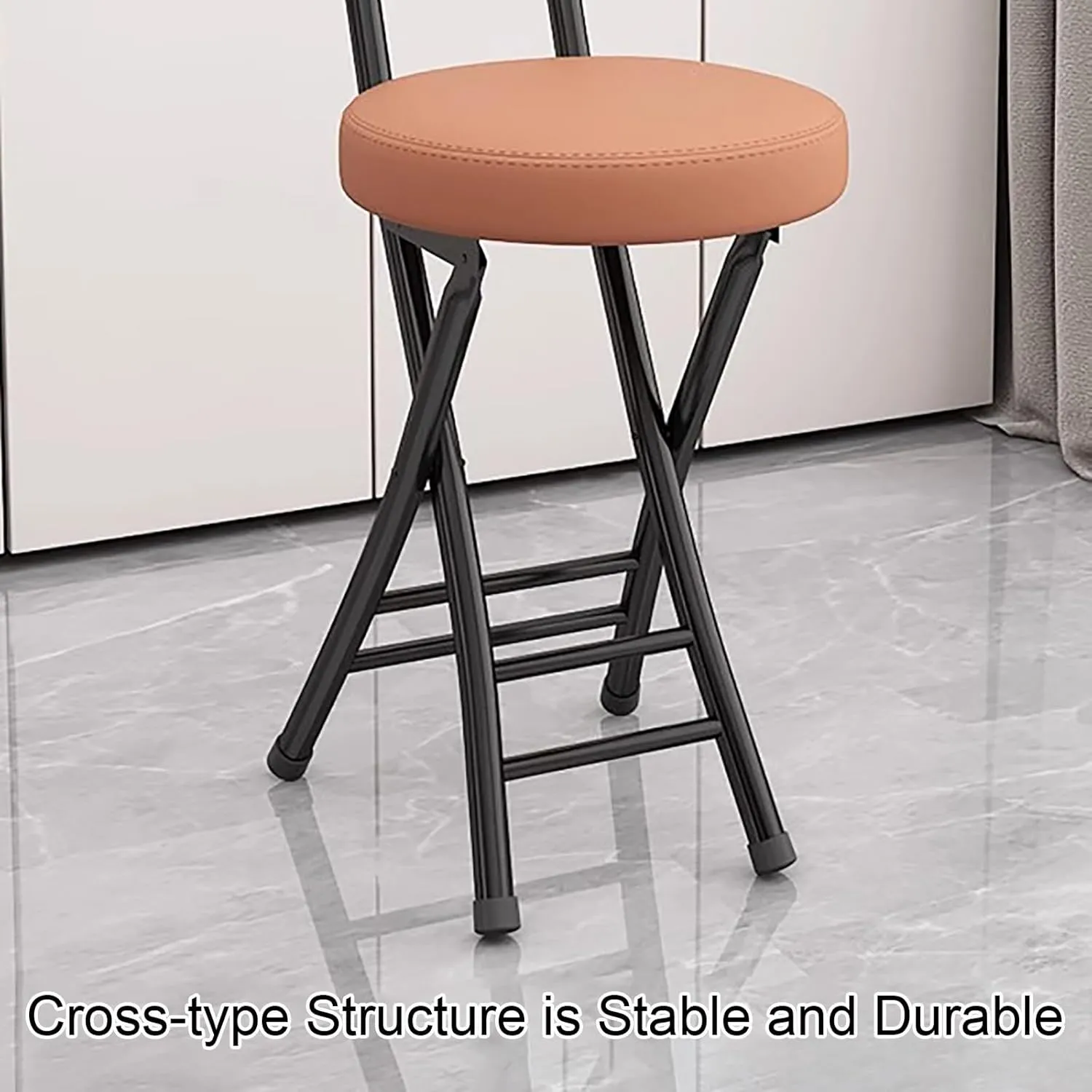Portable Folding Chairs, Foldable Bar Stool, Folding Chair with Cushioned Padded Leather, for Picnic Garden Party Outdoor(Blue)