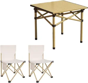 Portable Lightweight Folding Table and Seats, Folding Picnic Table with Chairs Set, Picnic Carbon Steel Family Table Chair Set with Storage Bag for Outdoor Garden