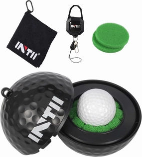 Portable Golf Ball Cleaner, Golf Ball Shape with Easy-Pull Retractable Cord, Golf Club Bag Accessories, Perfect Golf Gift