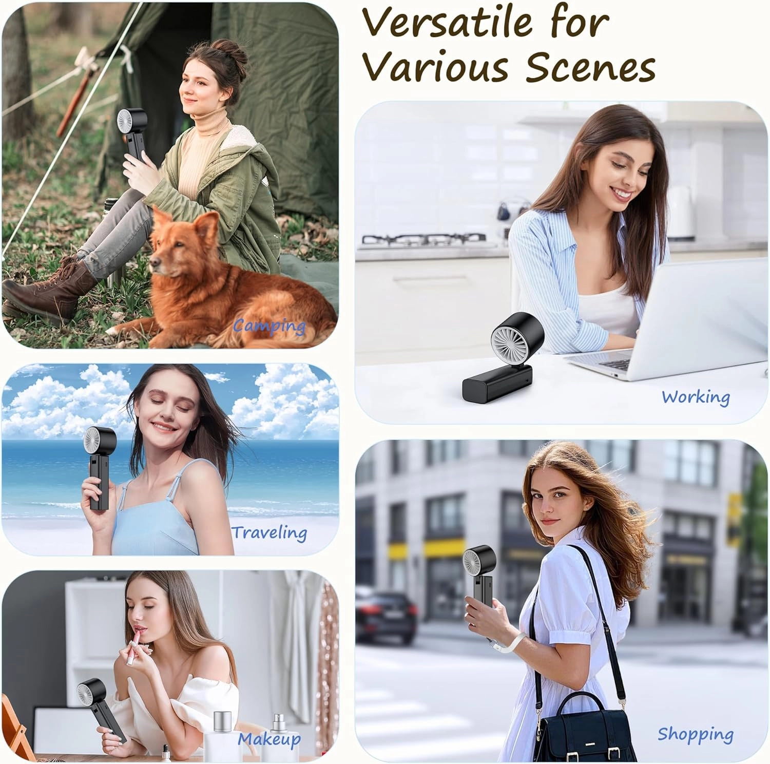 Portable Handheld Fan [24H Max Cooling], Turbo Fan Foldable with USB Rechargeable, 1-199 Speed, LED Power Display, Small & Lightweight for Travel/Beach/Camping, Summer Essential Gift for Women Men